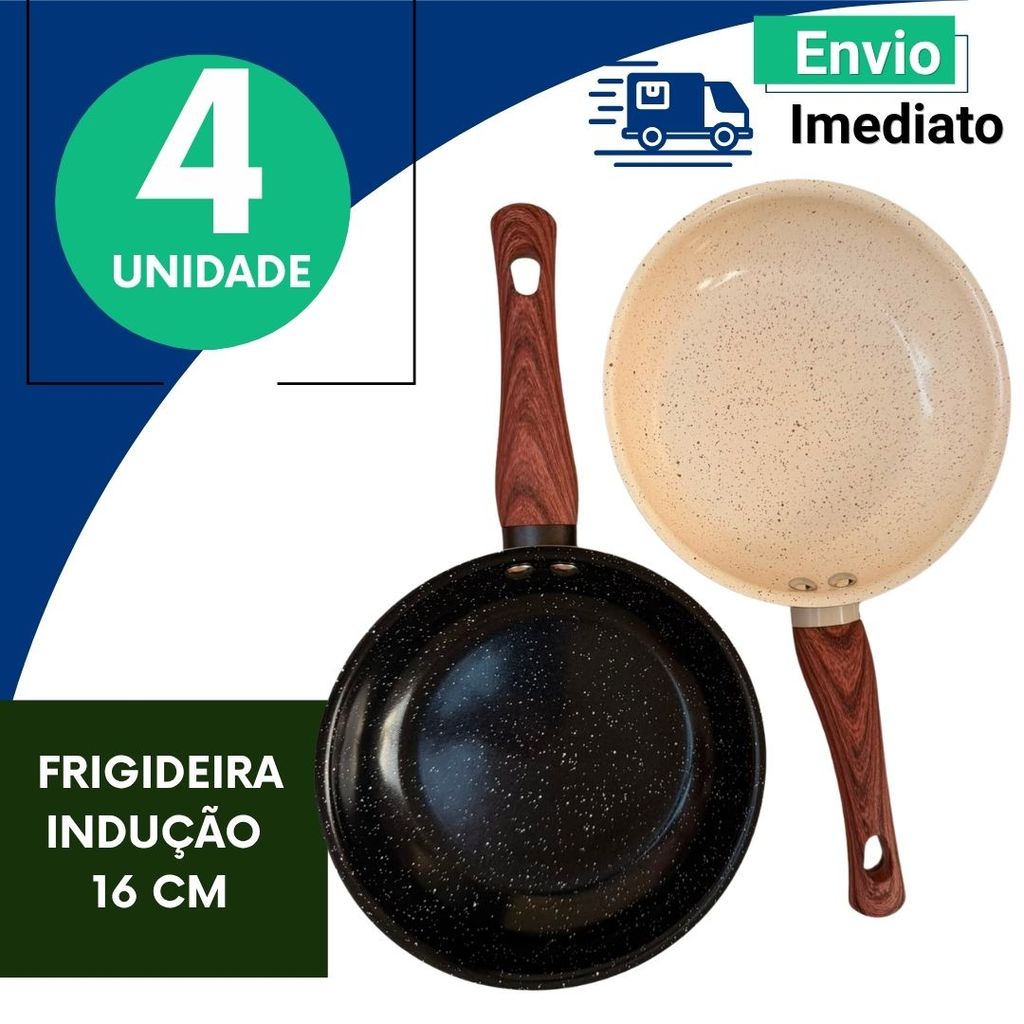 Frigideira 16cm Cerâmica Antiaderente Indução Cabo Antitérmico Fogão Gás Elétrico  4,3, 2 Un ou 1 Un Multiuso