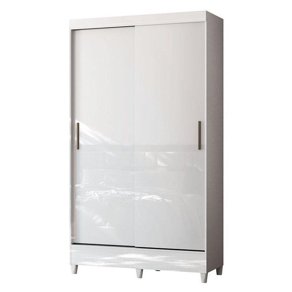Guarda Roupa Solteiro 2 Portas De Correr Com Pés Fit Branco Brilho Santos Andirá