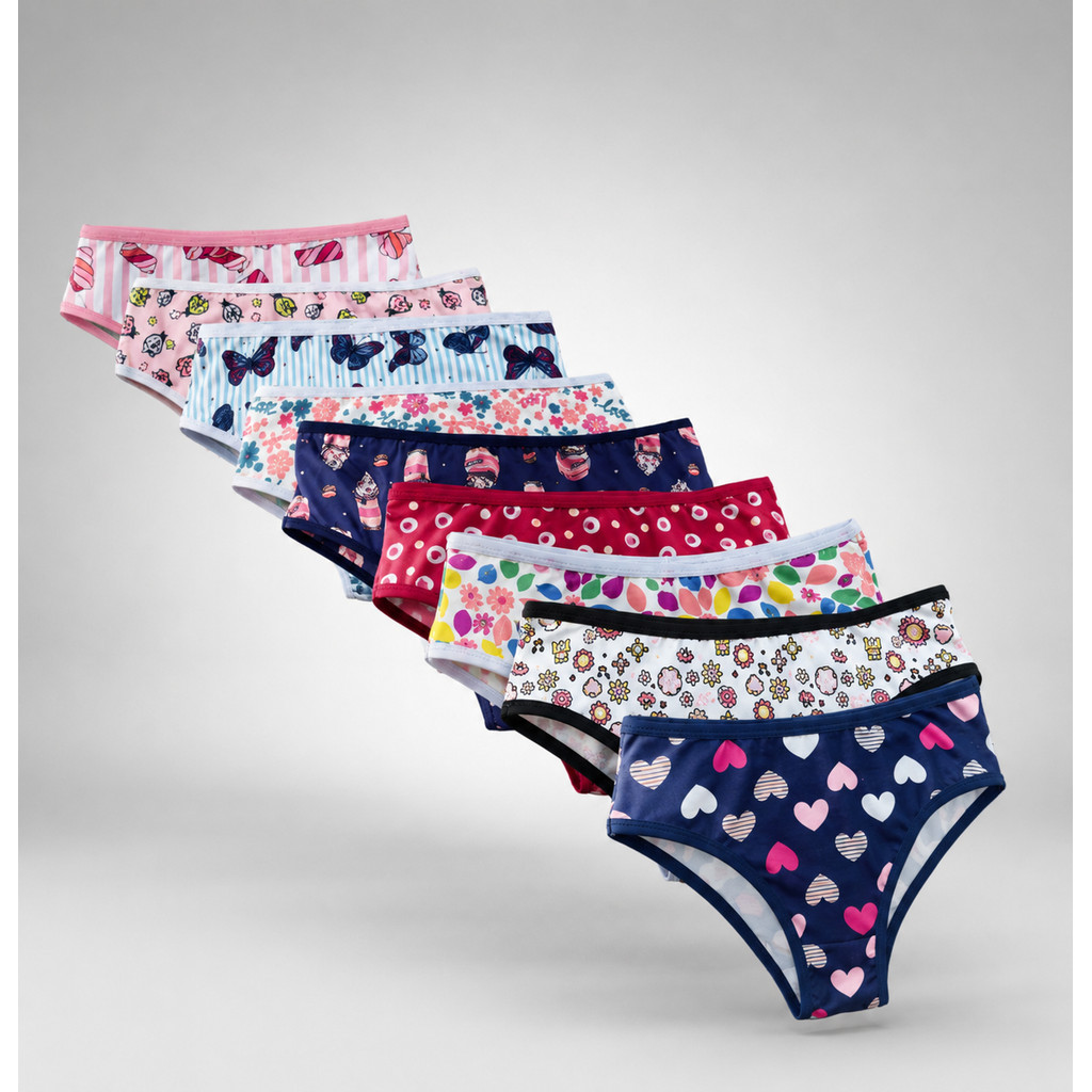 Kit Calcinha Infantil Menina Estampada Microfibra Crianças Com Forro 100% Algodão Premium Atacado