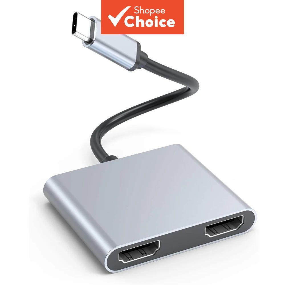 Adaptador De Exibição HDMI USB-C Para Duplo 4K Conversor Tipo Monitor Estendido 