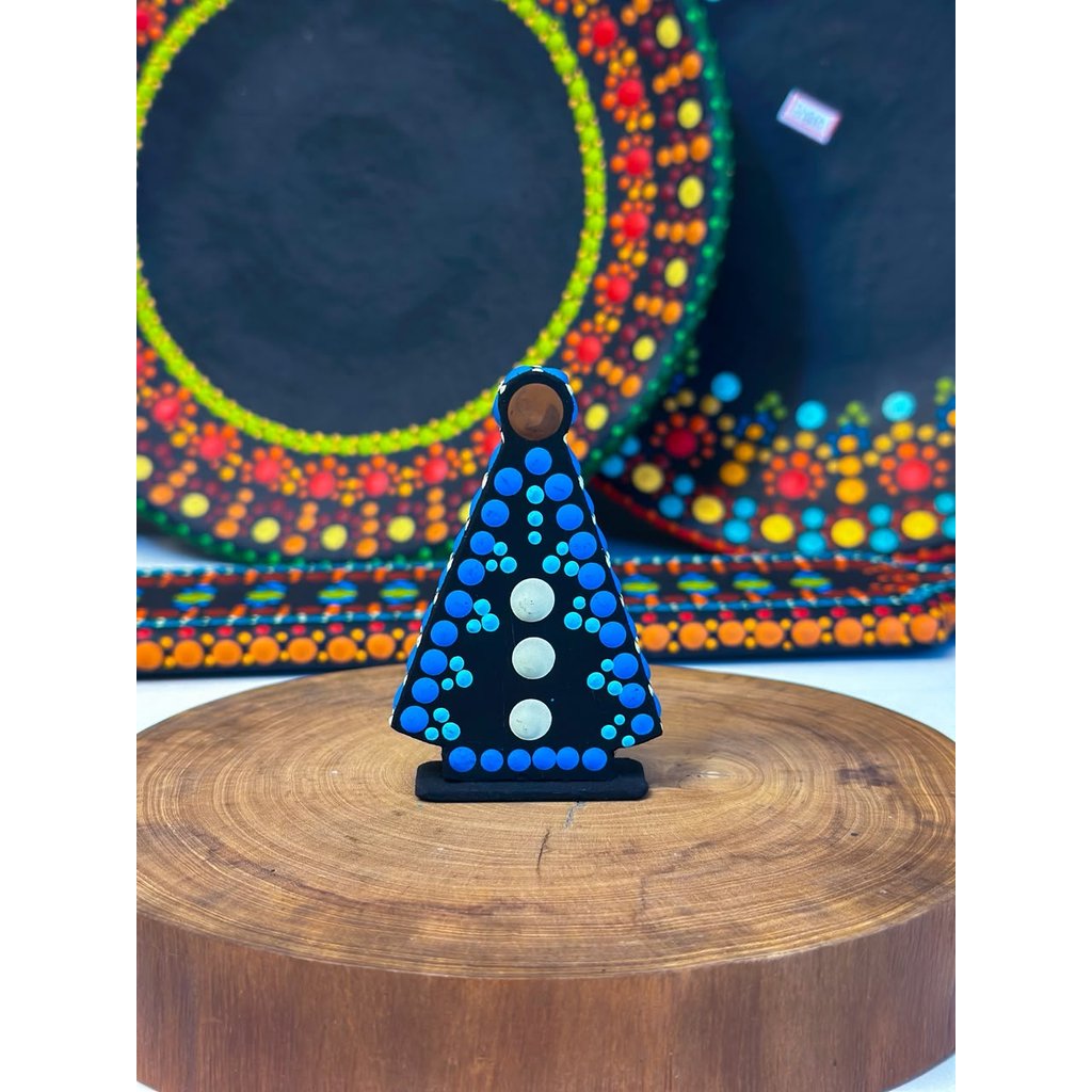 Imagem Nossa Senhora Aparecida em Madeira Pintada à Mão 9cm Artesanato Decorativo Religioso