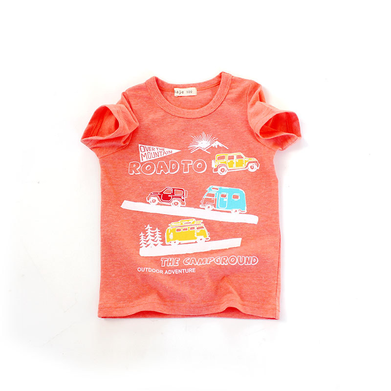 Comércio exterior roupas infantis pedido diário estilo verão meninos acampamento carro camiseta crianças verão de secage