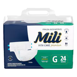 Fralda Geriátrica Mili Vita Care Premium Tamanho G 24 Unidades Descartáveis