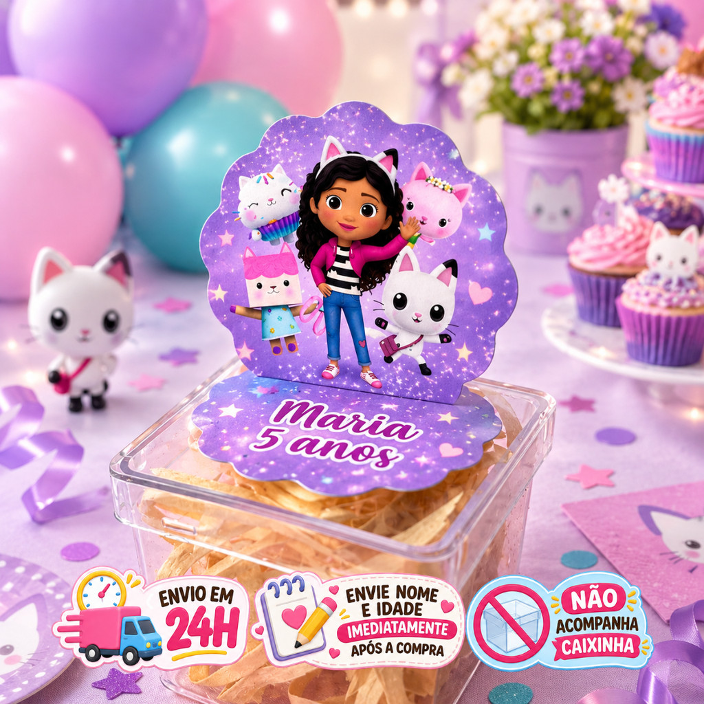 Aplique em Pé 3D Casa Mágica da Gabi Personalizado Lembrancinha Festa Infantil Kit 10 a 50 unidades