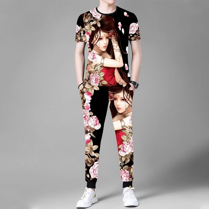 Roupas masculinas na moda terno esportivo feminino roupas masculinas roupas de primavera All-Match calças de manga curta