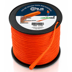 Fio de Nylon Quadrado 3mm 230m Laranja Multimarcas Para Roçadeira Universal - Resistente e Durável - Bobina com 2 kg