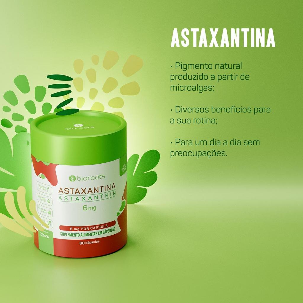 Astaxantina Natural 6mg Vegana Sem Glúten 60 Cápsulas Bioroots — imagem 2 de 2