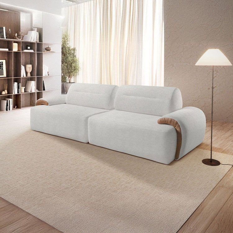 Sofá Fixo Living Sala de Estar 260cm Oslo Cinza Claro