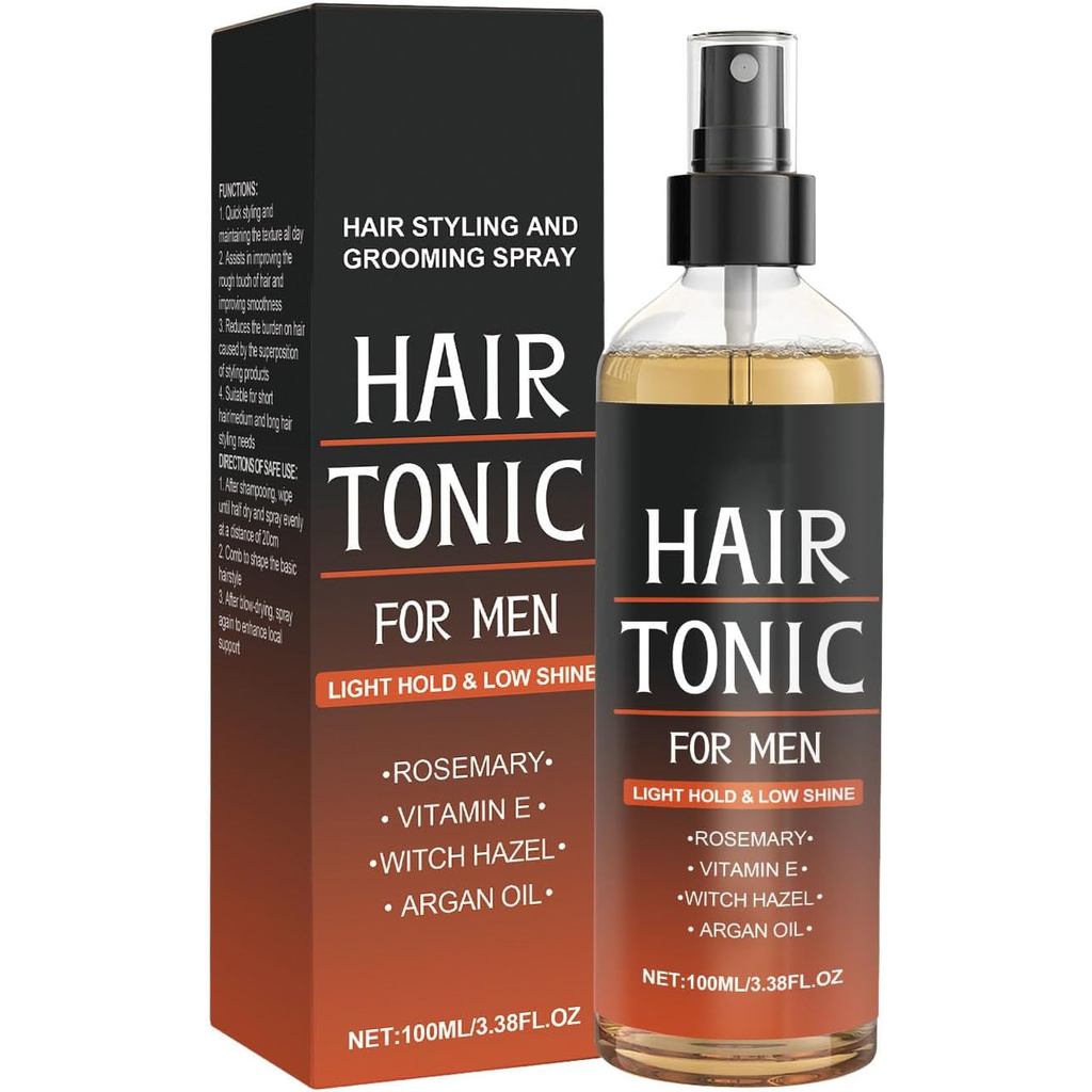 Tônico Capilar Masculino, Spray Capilar para Homens com Aroma de Sândalo - com Alecrim, Óleo de Argan e Hamamélis - Fixa