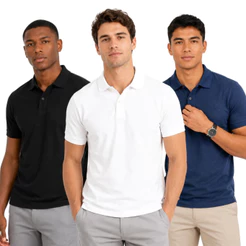 Kit Com 3 Polos Masculinas Piquet Confortável Trabalho Uniforme Empresa