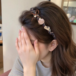 Faixa de cabelo feminina para lavar o rosto, design de gato KT marrom, novidade para o outono e inverno de 2026, faixa d
