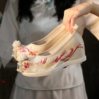 Novo estilo hanfu sapatos femininos estudantes antigos sapatos bordados femininos combinando hanfu aumento interno sapat