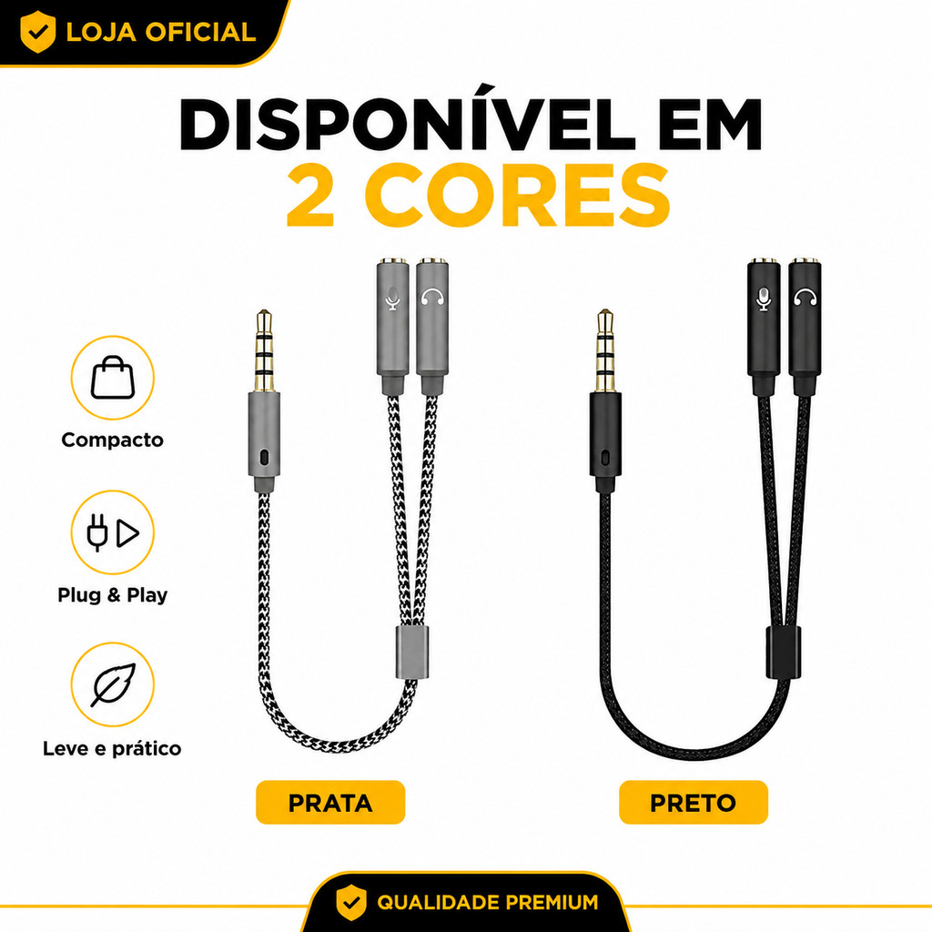 Cabo Adaptador P3 Macho para 2 P2 Fêmea Áudio Microfone Headset PC Notebook · foto 2