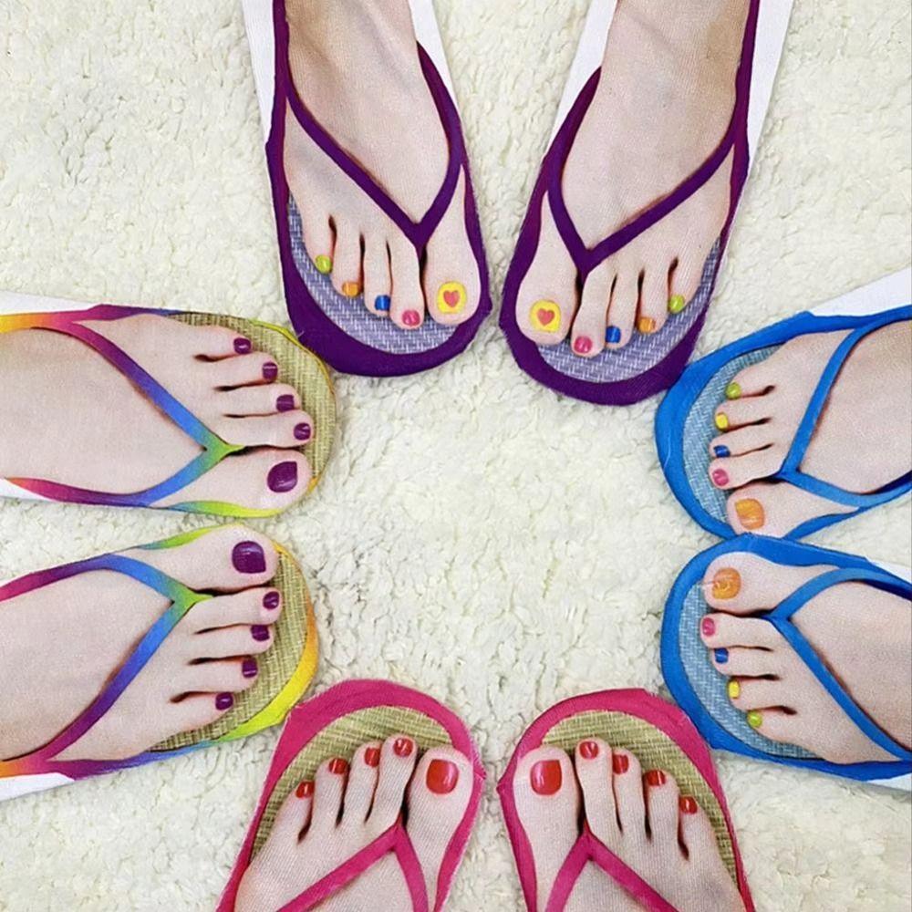 Meias Impressas Em 3D , Flip-Flop Com Padrão De Tornozelo Baixo Curtas Engraçadas E Confortáveis Respiráveis Masculinas