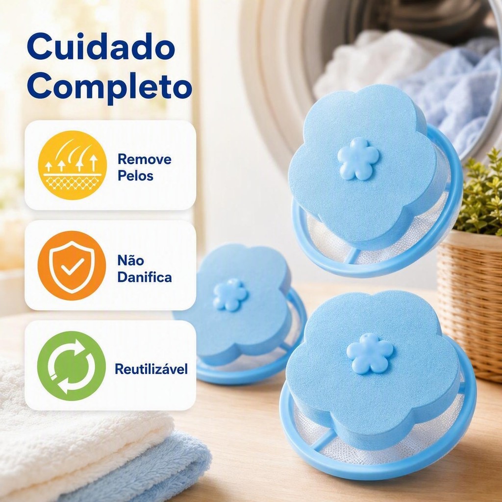 Kit C/3 Coletor Tira Pelos E Fiapos Flutuante Para Máquinas De Lavar Lavadoura Coletor De Pelos Filtro
