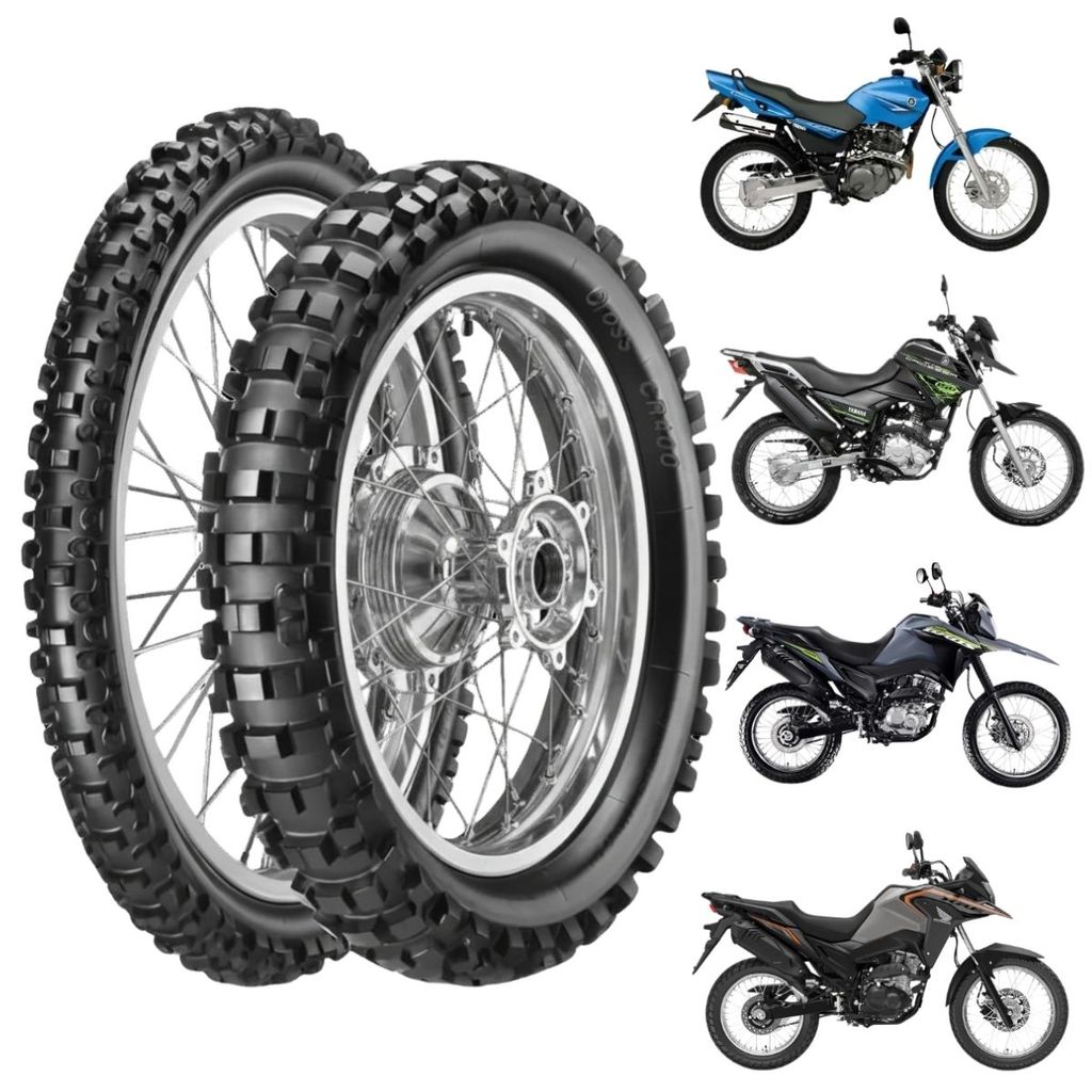PAR PNEU 100/90-17 55M + 90/90-19 52M VIPAL CR400 Nxr 125 150 160 Bros Xre 190 Xtz 150 Crosser ED