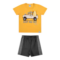 Conjunto Infantil Menino interativo Surf Elian Amarelo