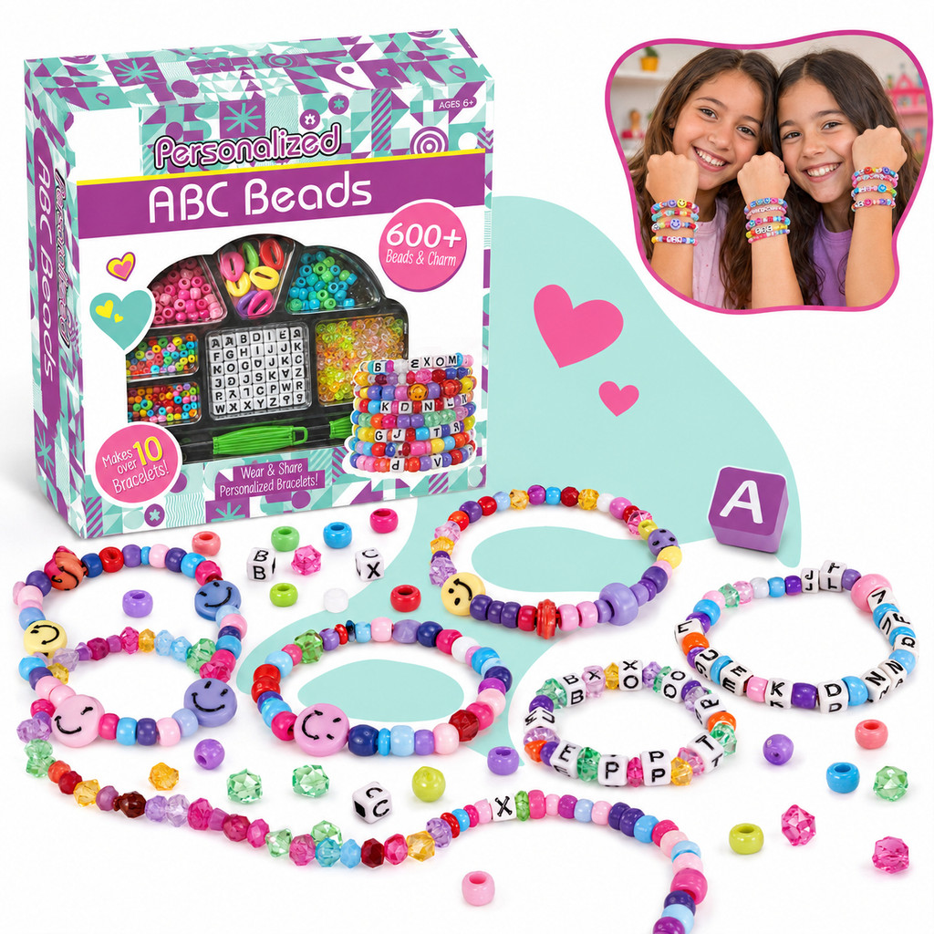 Kit Miçangas Infantil Completo Coloridas Letras Alfabeto Para Fazer Pulseiras Colares Bijuterias Artesanato Kizumba