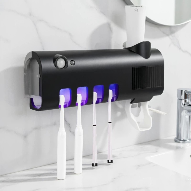 Porta Escova Dentes Com Esterilizador Uv Aplicador Pasta de Dente Suporte Dispenser