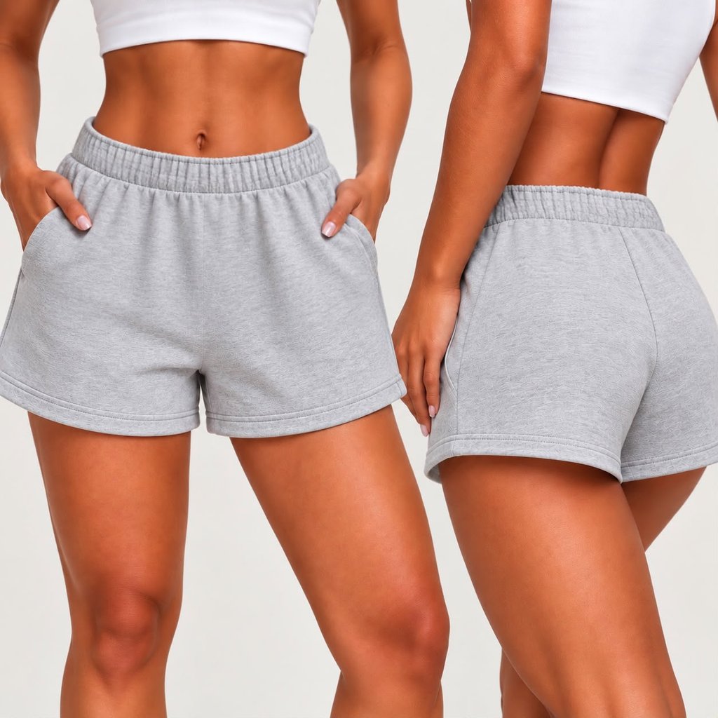 KIT Short Feminino de Moletom Basico com Bolso Lateral Elástico na Cintura Soltinho Short Confortavel Feminina