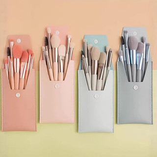 Conjunto de 8 mini pincéis de maquiagem para viagem, em tons pastel Morandi, ideal para iniciantes, portátil e com cerda