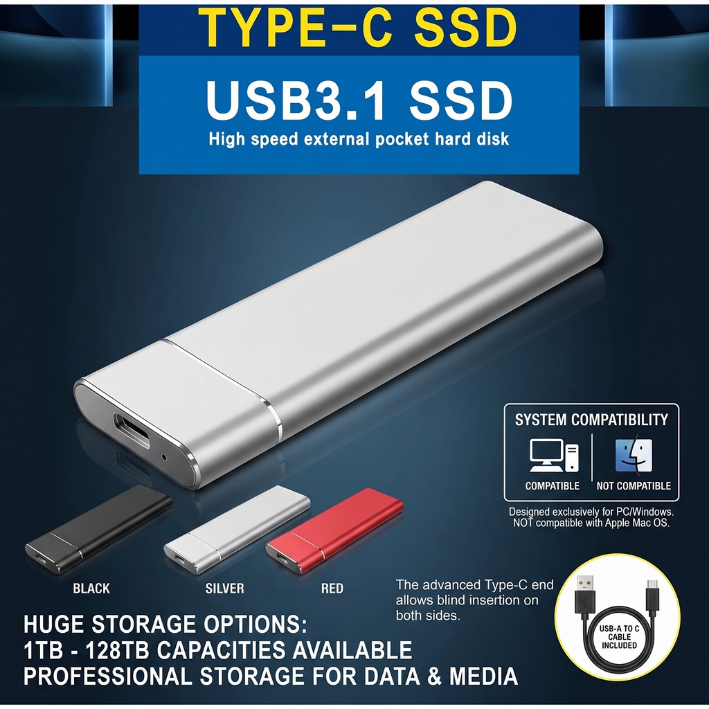 Disco Rígido Externo 128TB 60TB 30TB 16TB Portátil SSD 8TB 4TB USB 3.0 Tipo-C Interface HD De Alta Qualidade