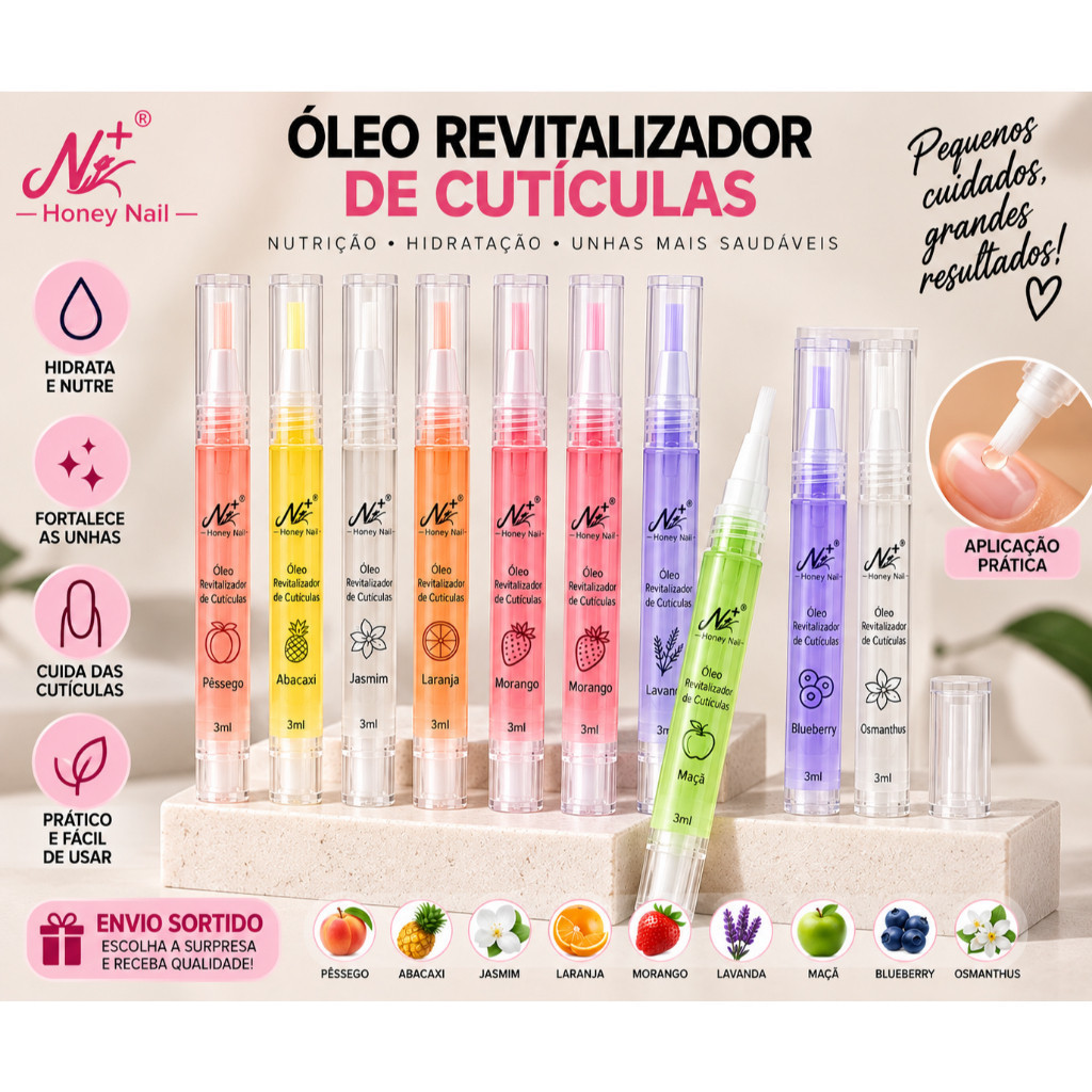 Óleo Revitalizador De Cutículas Honey Nail 3ml Fragrâncias Sortidas