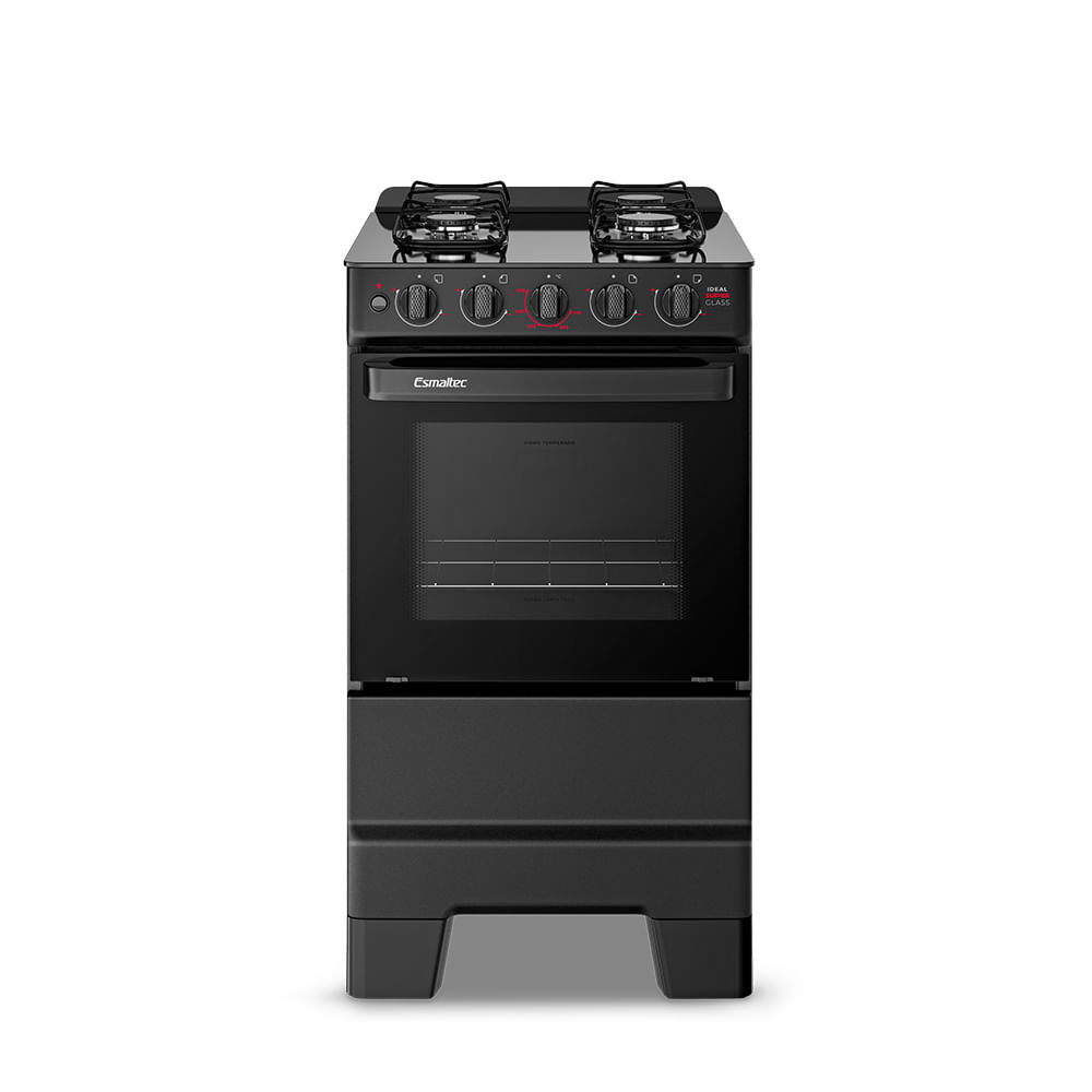 Fogão de Piso Esmaltec 4 Bocas Ideal Super Glass Preto - Bivolt