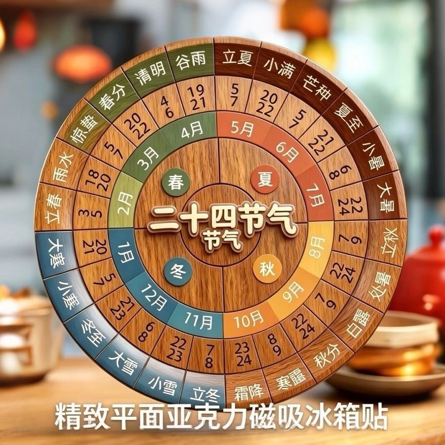 Estilo chinês vinte e quatro termos solares acrílico plano magnético geladeira adesivos lembranças culturais tradicionai