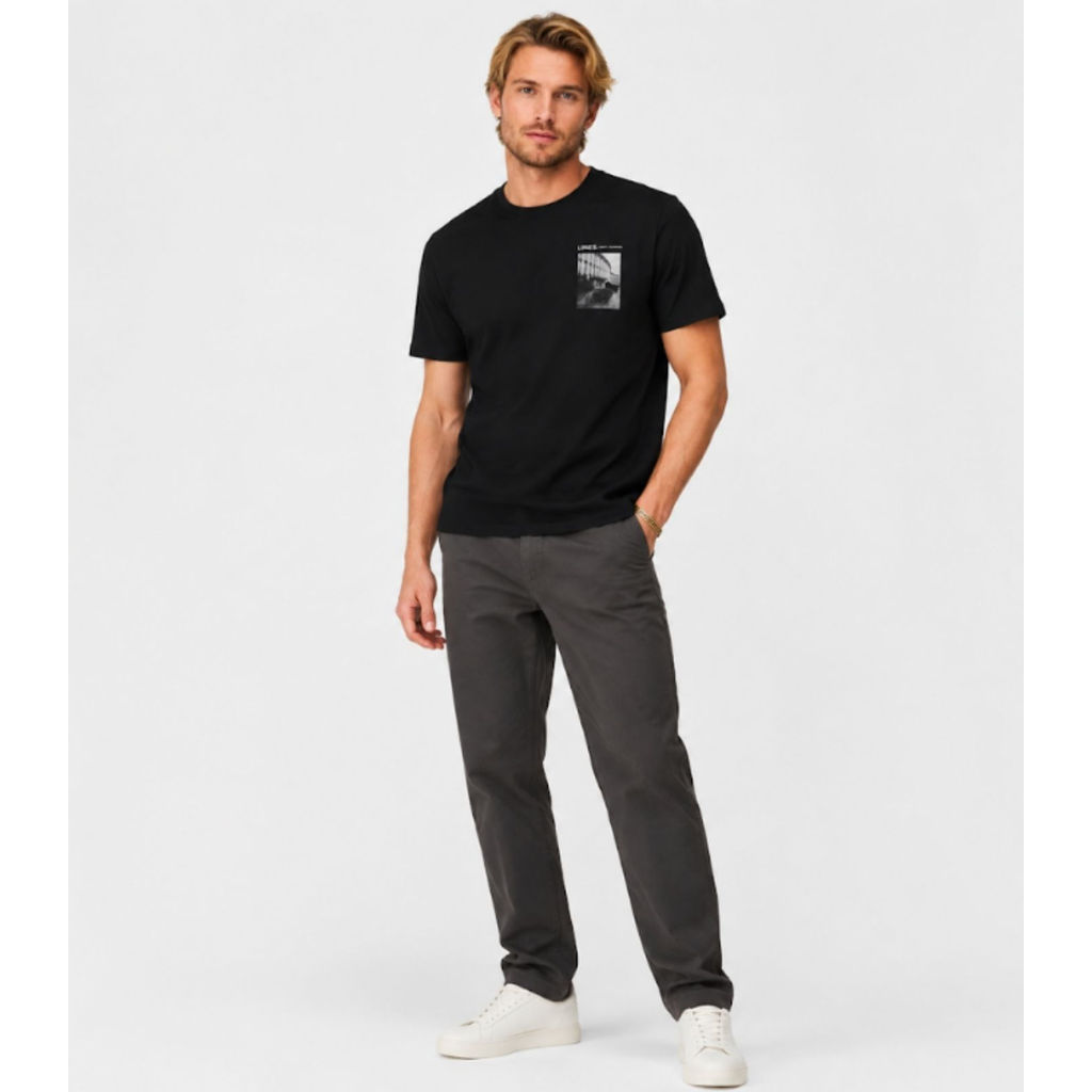 Camiseta Masculina em Meia Malha Diametro Preto