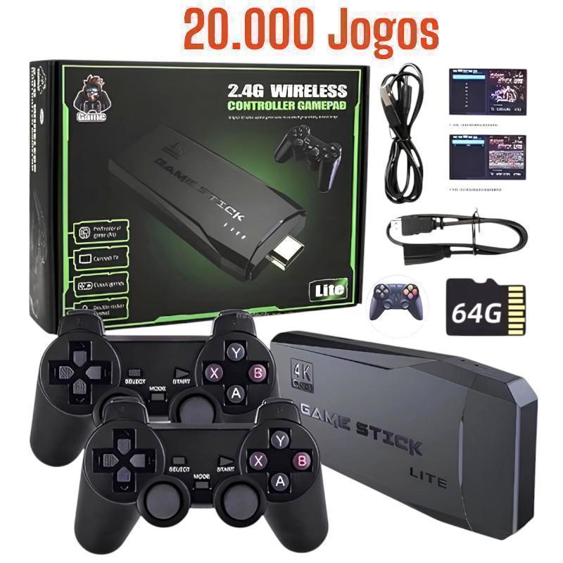 Video Game Stick 4K 20 Mil jogos 2 Controles estilo Play2