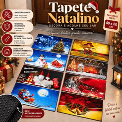 Tapete de Natal Porta de Entrada Antiderrapante 40x60 Enfeite Natalino Passadeira de Natal