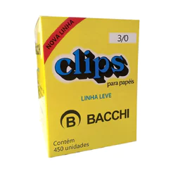 Clips galvanizado NR 3/0 com 450 unidades Bacchi