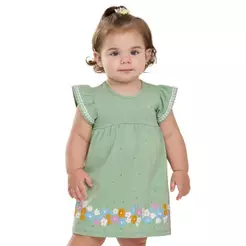 Vestido Bebê Menina Barra Floral Elian Verde