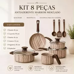 Jogo de Panelas Antiaderente MARF 5 Peças com Teflon Premium, Alumínio Resistente e Alta Durabilidade na Cozinha Moderna