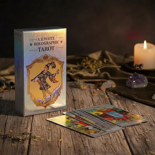 Caixa para baralho de cartas de tarô clássico, com cartas holográficas, baralho de tarô Waite para iniciantes e colecion