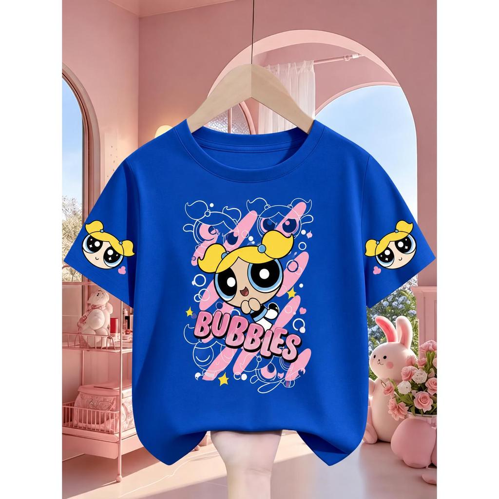 Camiseta T-shirt Feminina 100% Algodão Premium Girls Sweet Bubbles Super Poderosas Lindinha Tendência Confortável