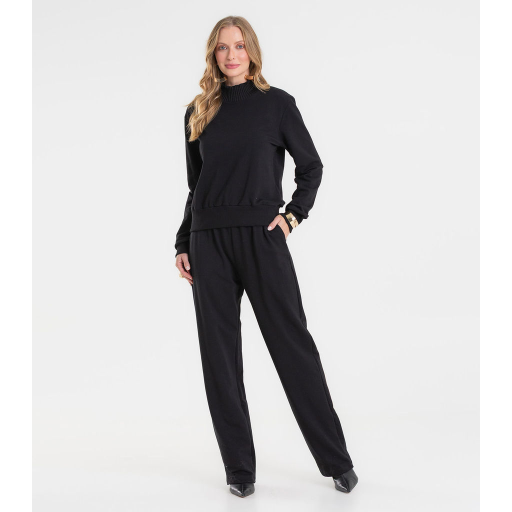 Conjunto Blusão Com Calça Feminino Rovitex Preto