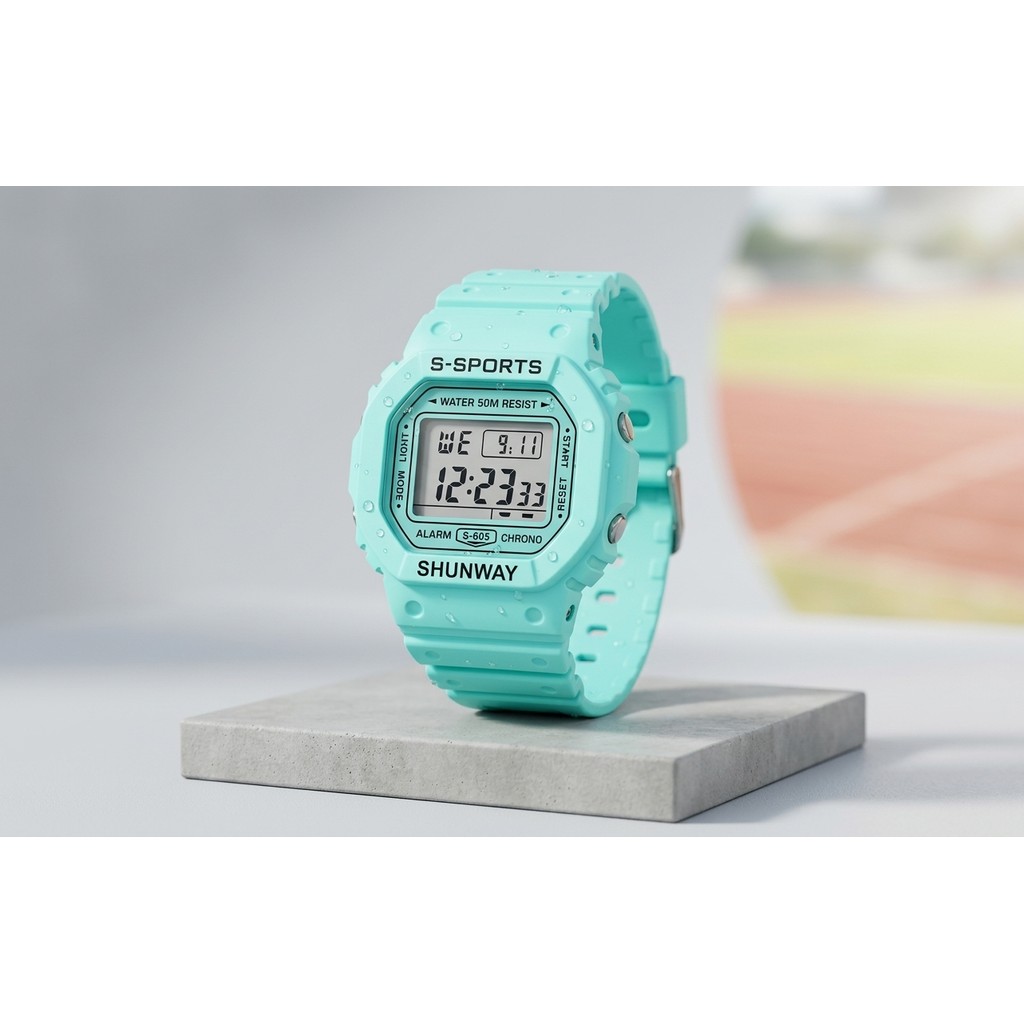 Relógio Digital Esportivo Shunway S605 Resistente A Água