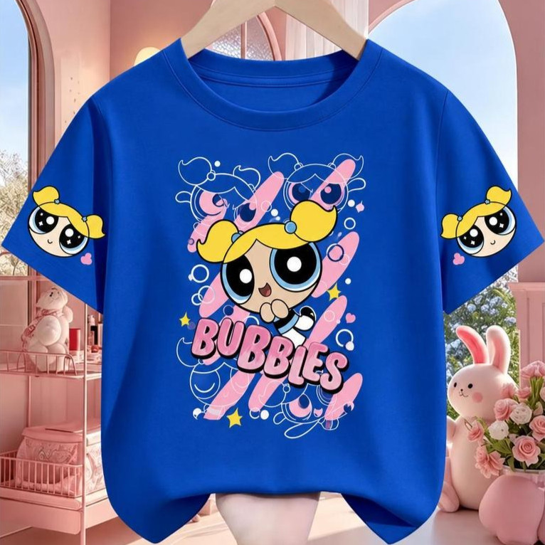Camiseta T-shirt Feminina 100% Algodão Premium Girls Sweet Bubbles Super Poderosas Lindinha Tendência Confortável