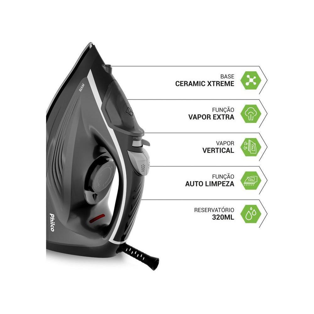 Ferro de Passar Roupa a Vapor Philco PFV70 Preto — imagem 2 de 2