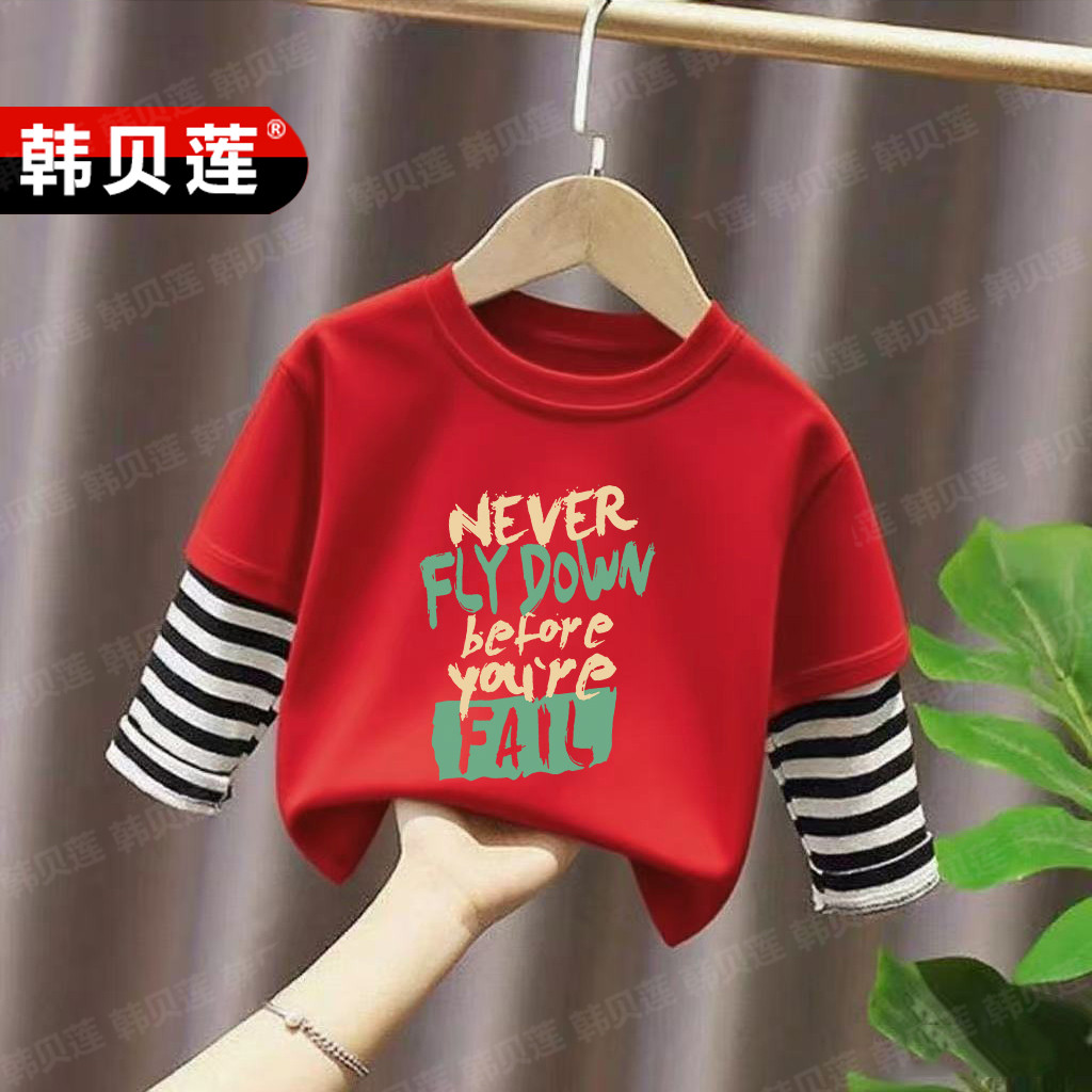 Crianças listrado manga comprida camiseta primavera outono roupas meninos dos desenhos animados impresso Bottoming menin