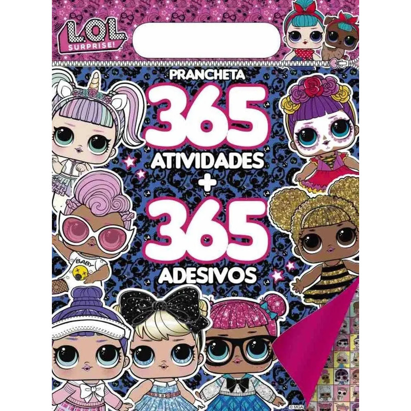 Livro LOL Surprise Prancheta 365 Atividades + 365 Adesivos Editora Online Crianças Filhos Infantil Desenho