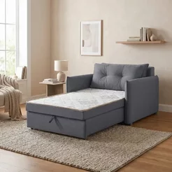 Sofá Cama Solteiro Linho Chumbo Montreal 95cm Chumbo