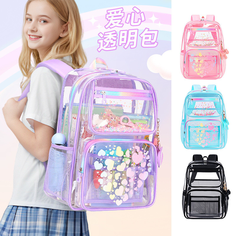 Cross-Border novo estilo Amazon comércio exterior transparente mochila moda dos desenhos animados saco de escola meninos