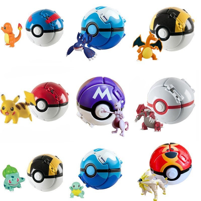 Figura de Anime Pokémon Pokeball Pikachu Squirtle Pocket Monster Variação Bola de Elfo Brinquedo Modelo de Ação Presente
