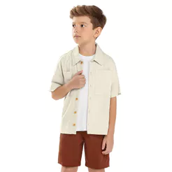 Conjunto Infantil Menino Camisa Linho Colorittá Bege