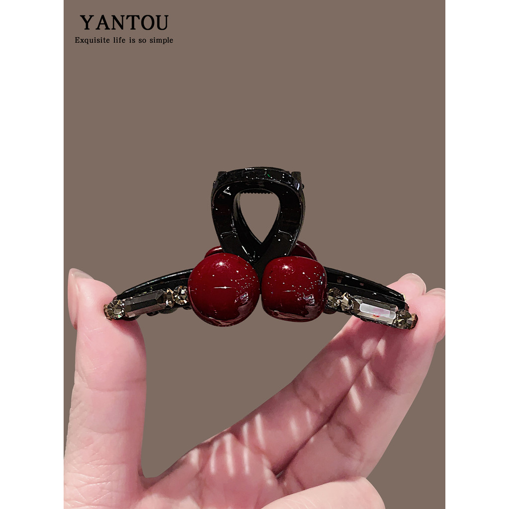 Coreano High-End feijão vermelho pérola grampo de cabelo feminino temperamento elegante tubarão clipe volta cabeça placa