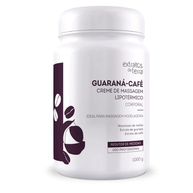 Creme de Massagem Corporal Profissional Lipotérmico 1kg Guaraná Café - Extratos da Terra