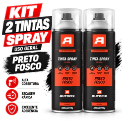 Kit 2 Tinta Spray Uso Geral 400ml - Preto Fosco Profissional - Super Envios